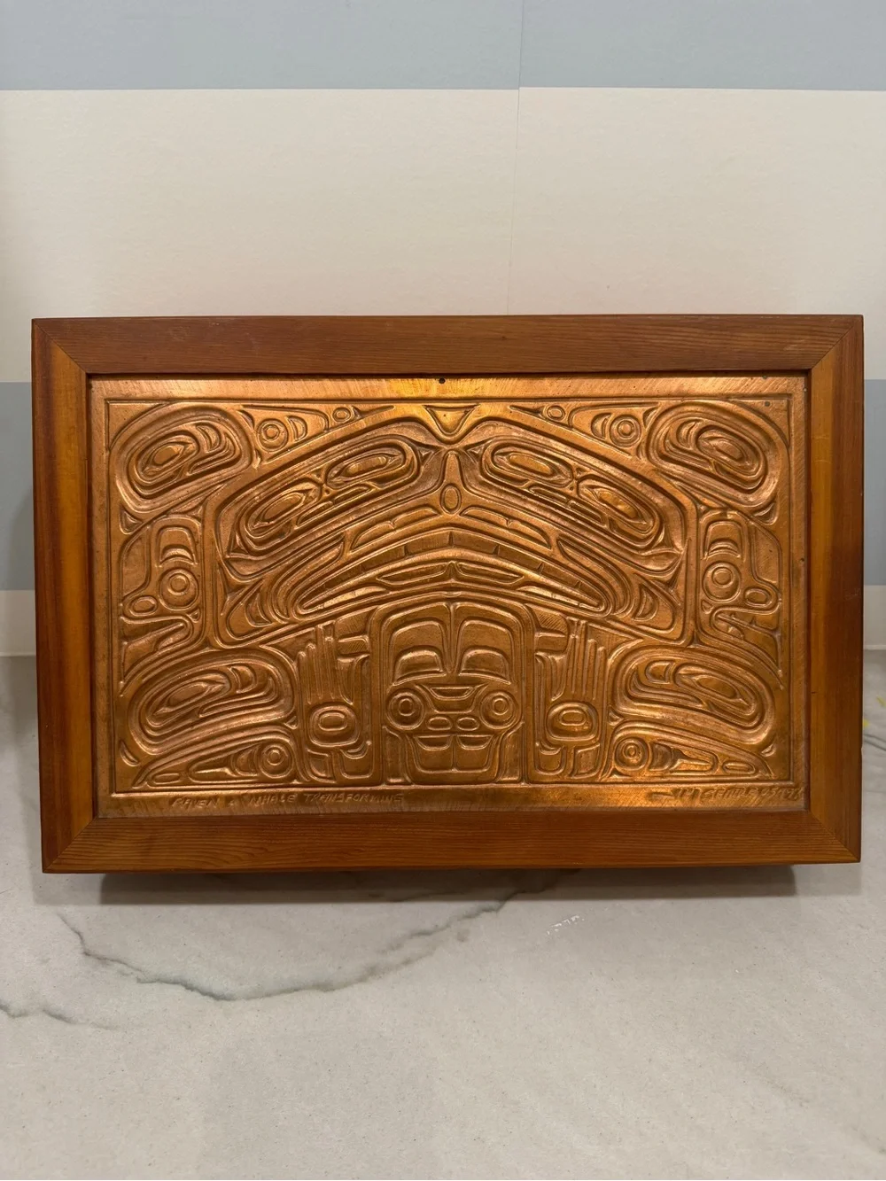 Large 1997 Joseph Paul Illg Copper Relief Art Panel Raven Whale Keepsake Box - Picture 1 of 15